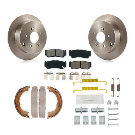 Rear Disc Rotors Semi-Metallic Pads Parking Shoes Hardware Kit For 07-09 Hyundai Santa Fe K8S-104726