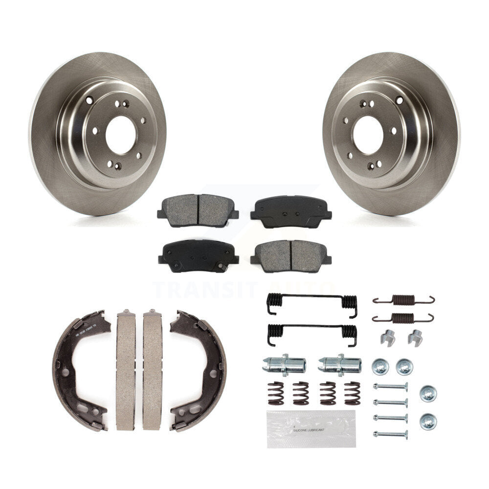 Rear Disc Rotors Semi-Metallic Pads Parking Shoes Hardware Kit For Hyundai Genesis Coupe K8S-104730