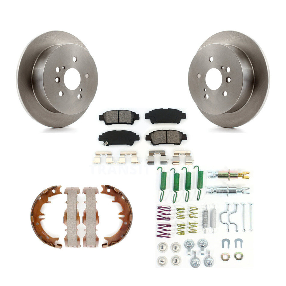 Rear Disc Rotors Semi-Metallic Pads Parking Shoes & Hardware Kit For 04-10 Toyota Sienna K8S-104735