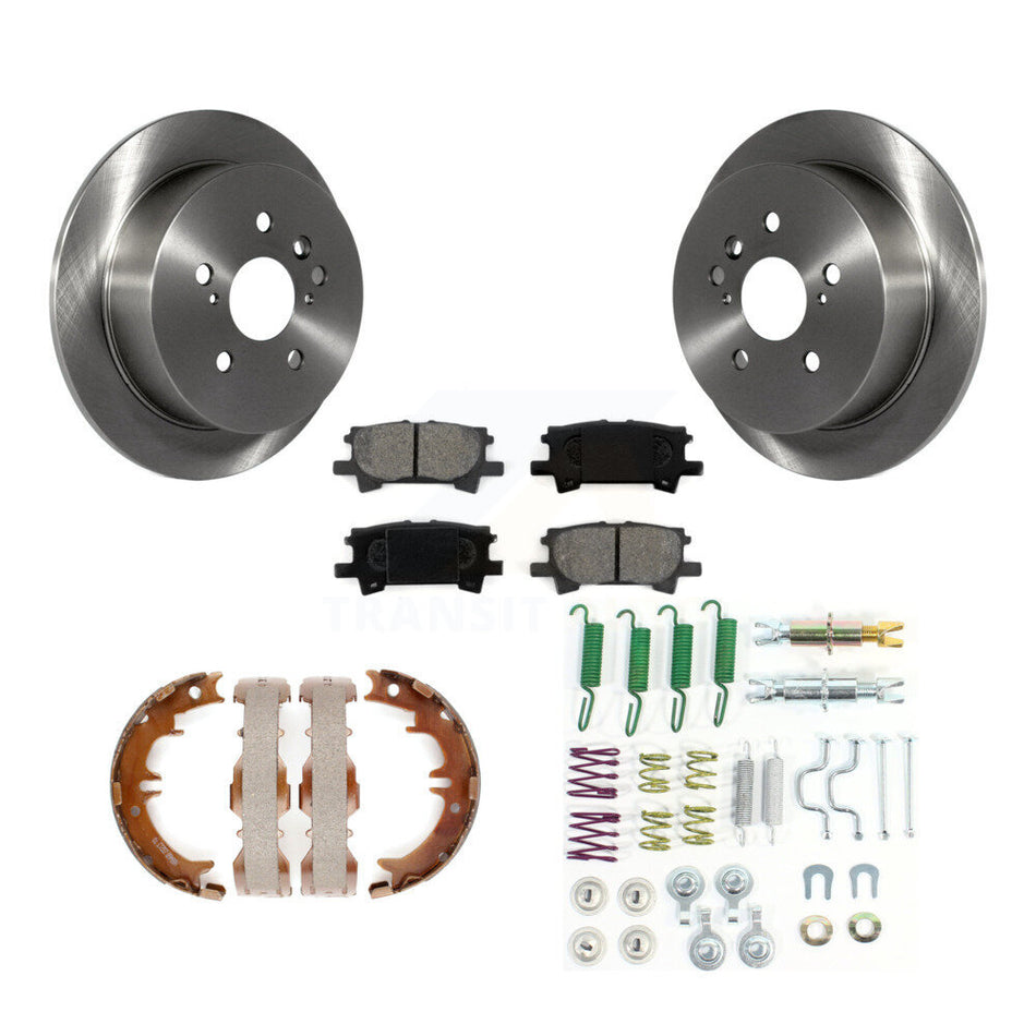 Rear Disc Rotors Semi-Metallic Pads Parking Shoes And Hardware Kit For Lexus RX350 Toyota K8S-104736