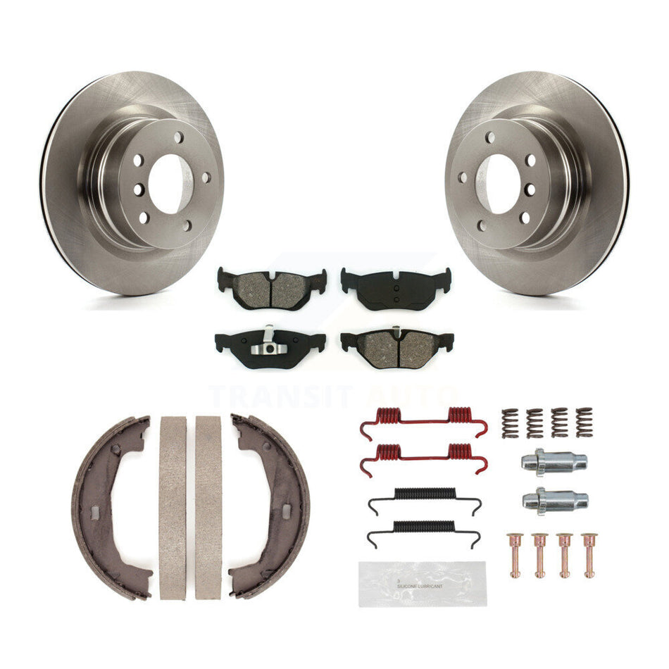 Rear Disc Rotors Semi-Metallic Pads Parking Shoes And Hardware Kit For 2008-2013 BMW 128i K8S-104737