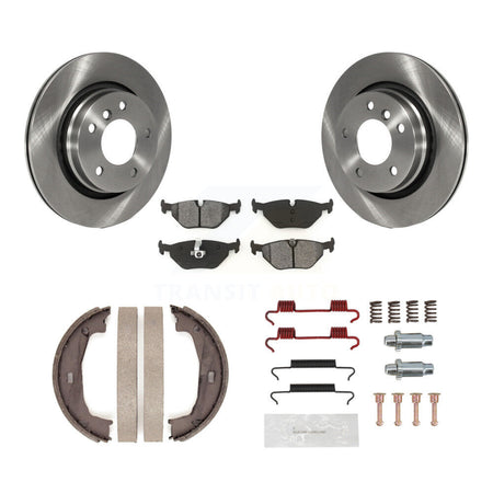 Rear Disc Rotors Semi-Metallic Pads Parking Shoes & Hardware Kit For BMW 325Ci 325i 328i K8S-104739
