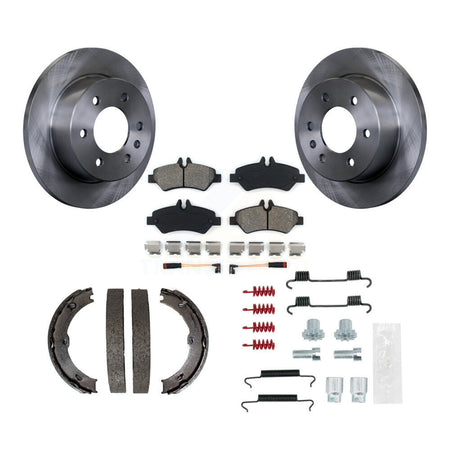 Rear Disc Rotors Semi-Metallic Pads Parking Shoes & Hardware Kit For Sprinter 2500 Dodge K8S-104740