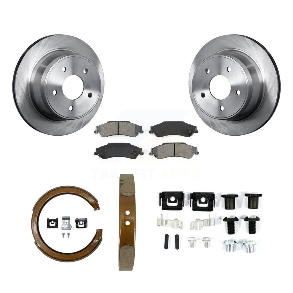 Rear Disc Rotors Semi-Metallic Pads Parking Shoes & Hardware Kit For Chevrolet GMC Blazer K8S-104752