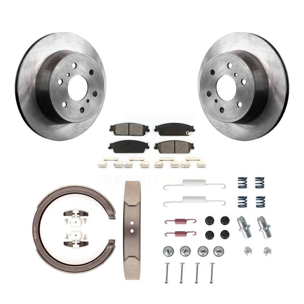 Rear Disc Rotors Semi-Metallic Pads Parking Shoes & Hardware Kit For 2013 GMC Sierra 1500 K8S-104756