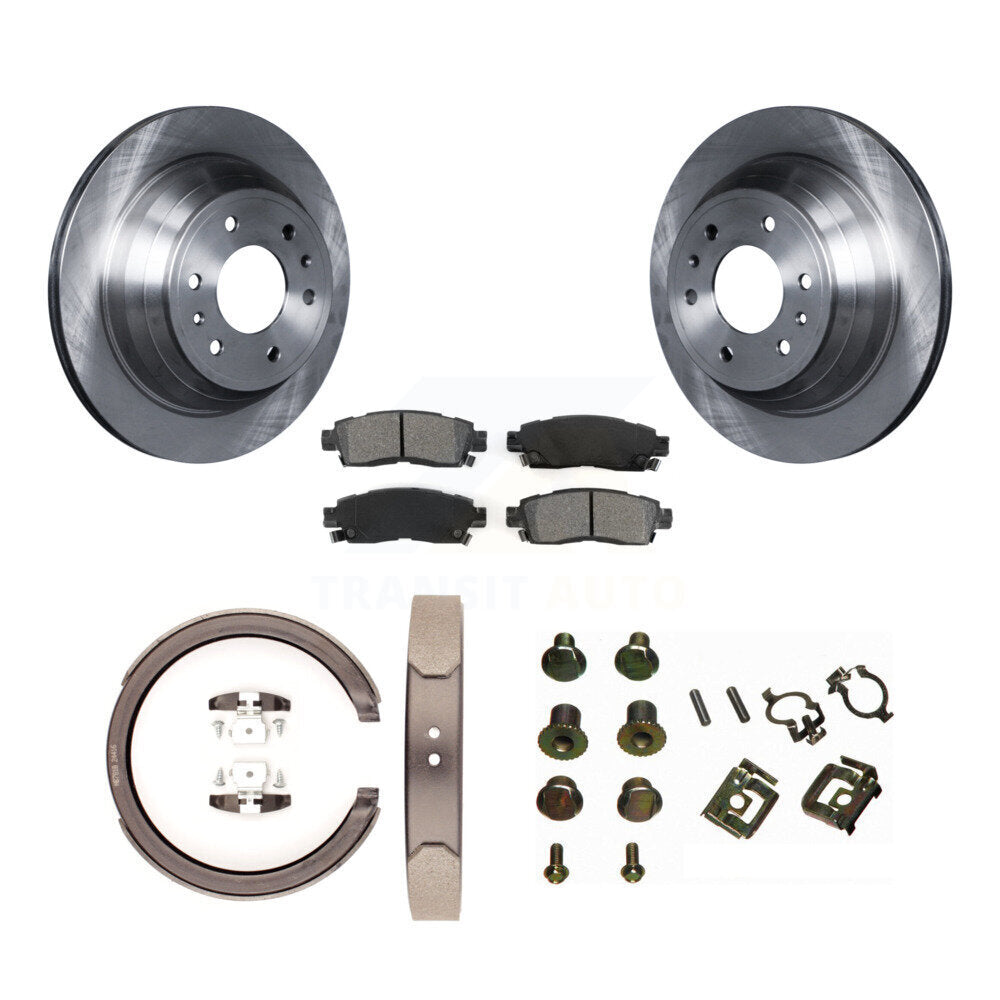 Rear Disc Rotors Semi-Metallic Pads Parking Shoes Hardware Kit For Chevrolet GMC Envoy XL K8S-104757