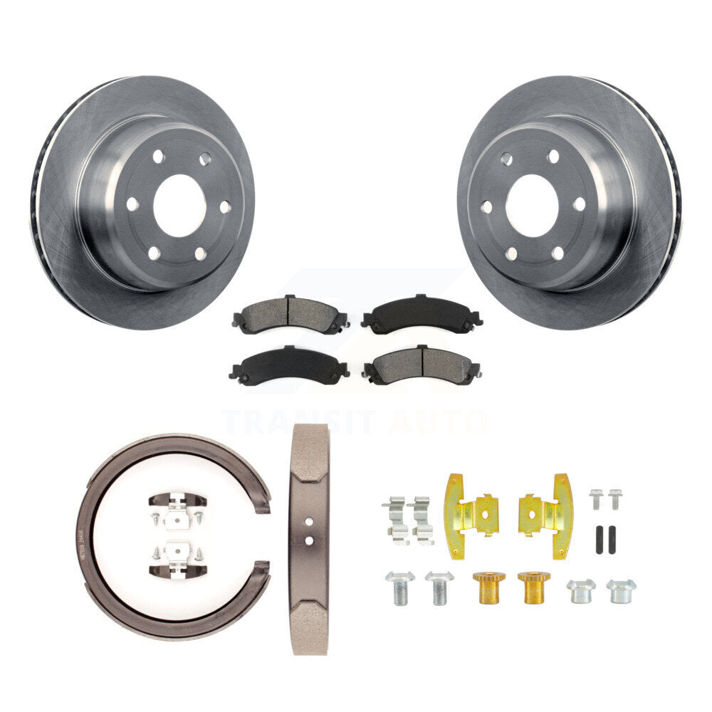 Rear Disc Rotors Semi-Metallic Pads Parking Shoes & Hardware Kit For Chevrolet GMC Sierra K8S-104758