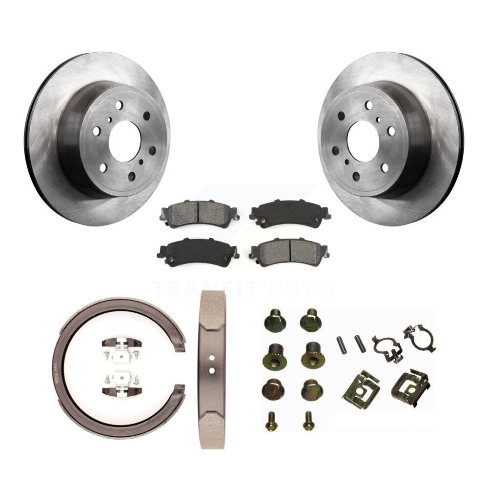 Rear Disc Rotors Semi-Metallic Pads Parking Brake Shoes And Hardware Kit For K8S-104760
