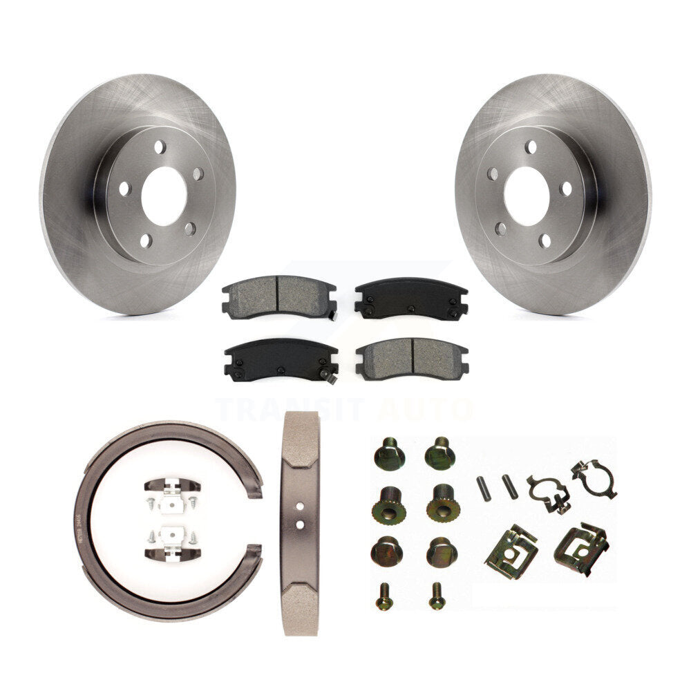 Rear Disc Rotors Semi-Metallic Pads Parking Brake Shoes Hardware Kit For Cadillac DeVille K8S-104761