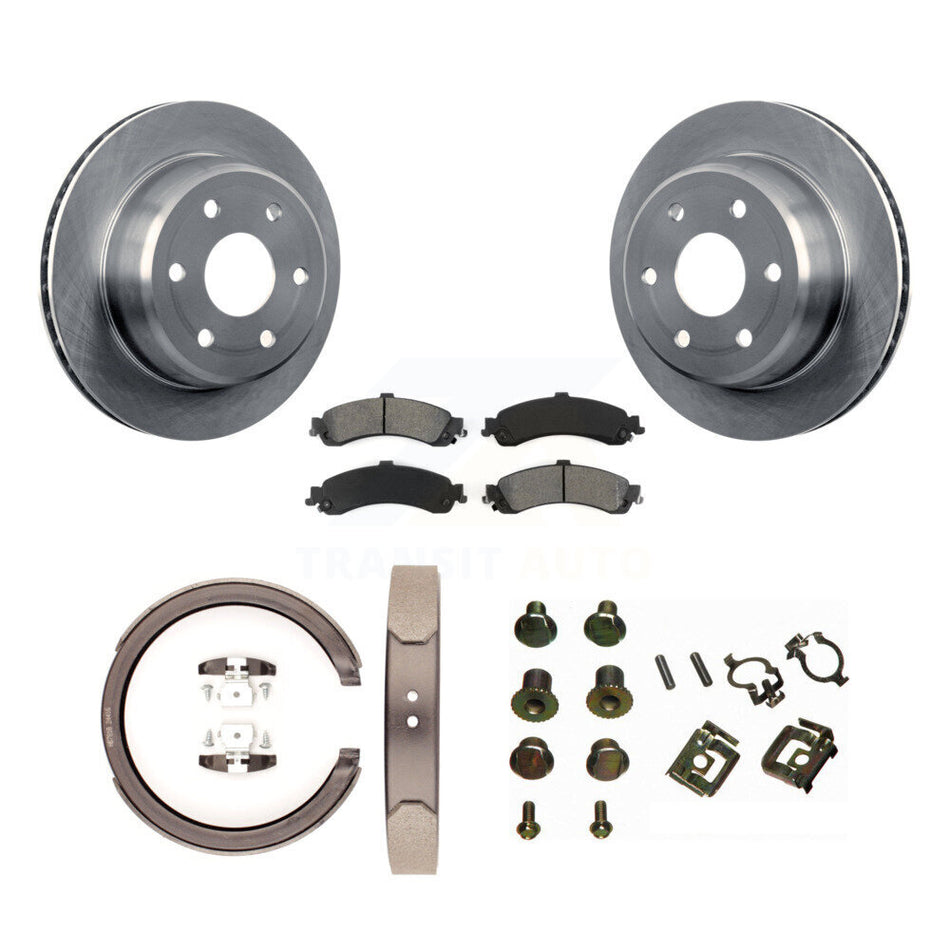 Rear Disc Rotors Semi-Metallic Pads Parking Shoes & Hardware Kit For Chevrolet Silverado K8S-104767