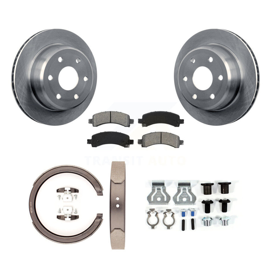 Rear Disc Rotors Semi-Metallic Pads Parking Shoes Hardware Kit For GMC Yukon XL 1500 RWD K8S-104771