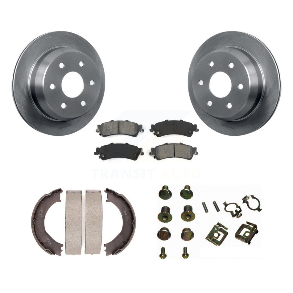 Rear Disc Rotors Semi-Metallic Pads Parking Shoes & Hardware Kit For Chevrolet Silverado K8S-104773