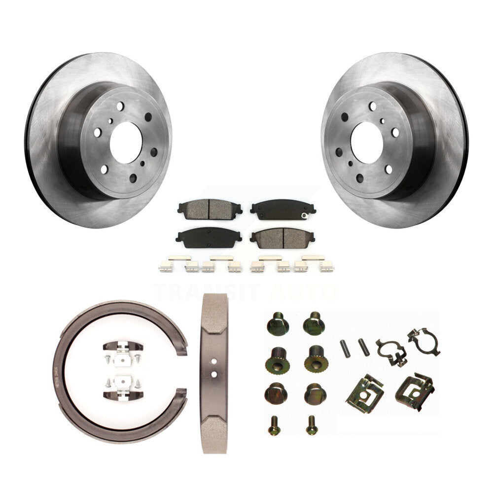 Rear Disc Rotors Semi-Metallic Pads Parking Shoes & Hardware Kit For Chevrolet Silverado K8S-104774