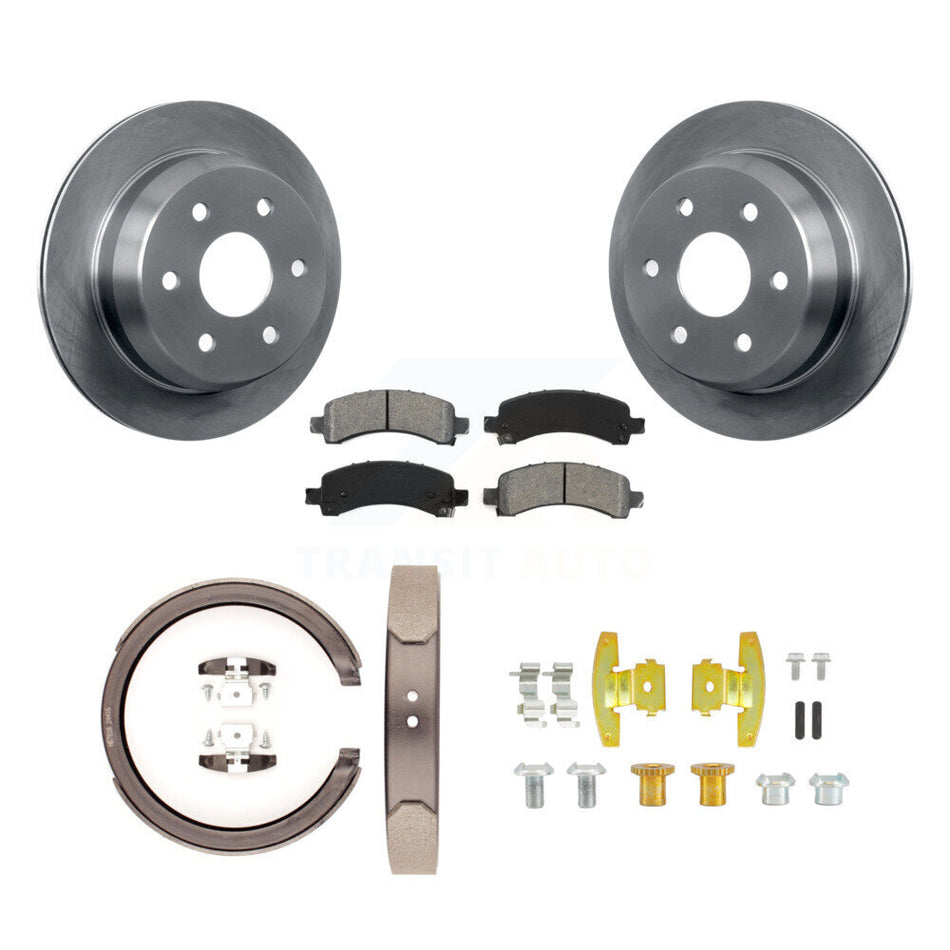 Rear Disc Rotors Semi-Metallic Pads Parking Shoes & Hardware Kit For Chevrolet Avalanche K8S-104775