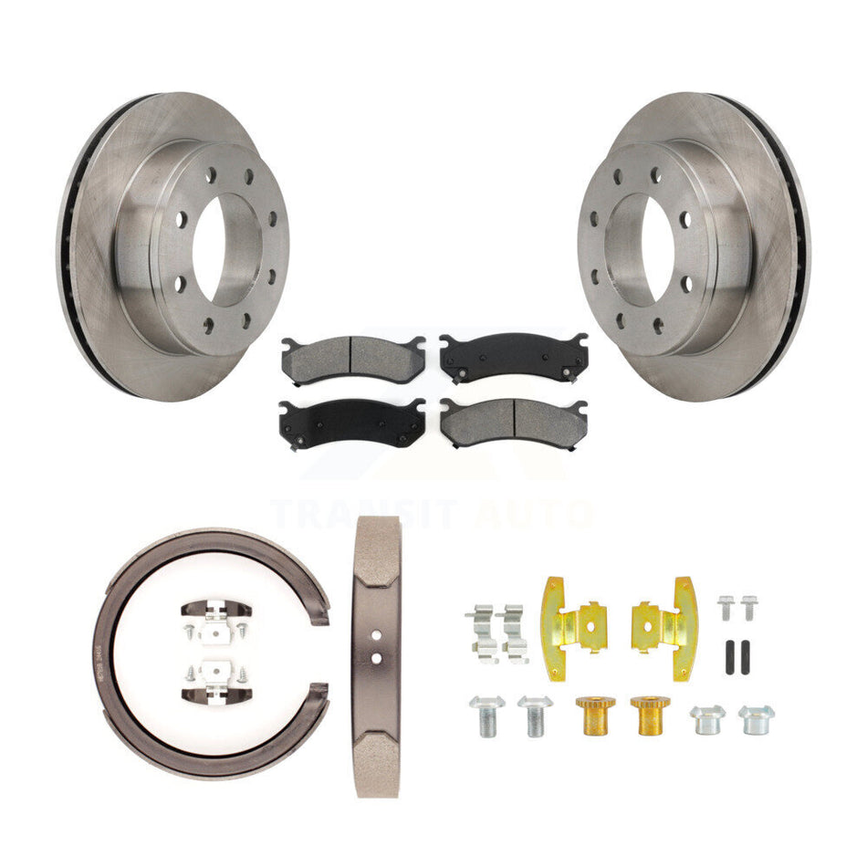 Rear Disc Rotors Semi-Metallic Pads Parking Shoes Hardware Kit For Chevrolet Silverado HD K8S-104776
