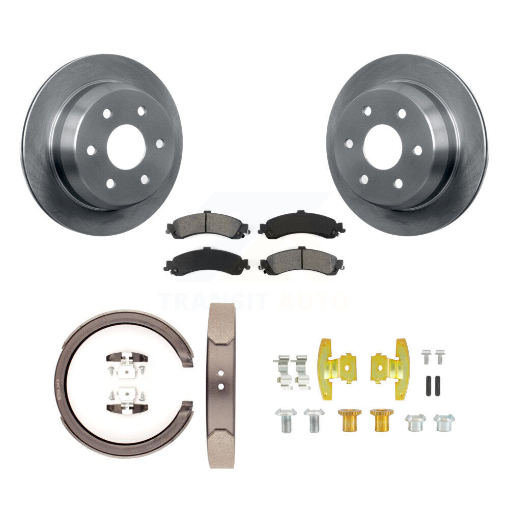 Rear Disc Rotors Semi-Metallic Pads Parking Brake Shoes And Hardware Kit For K8S-104778