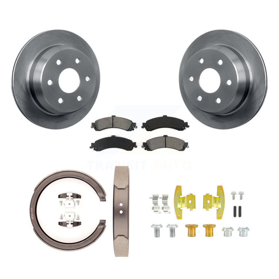 Rear Disc Rotors Semi-Metallic Pads Parking Brake Shoes And Hardware Kit For K8S-104778