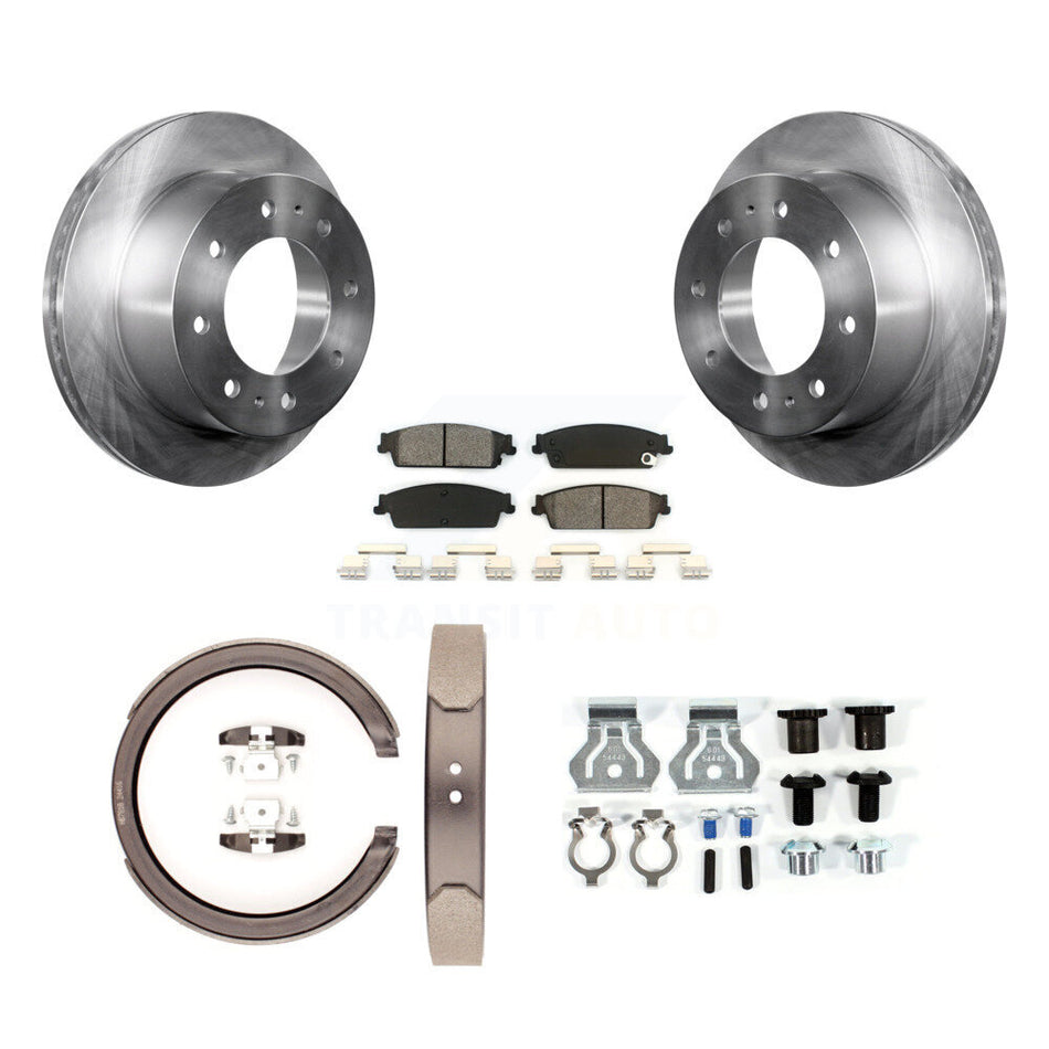 Rear Disc Rotors Semi-Metallic Pads Parking Brake Shoes And Hardware Kit For K8S-104782