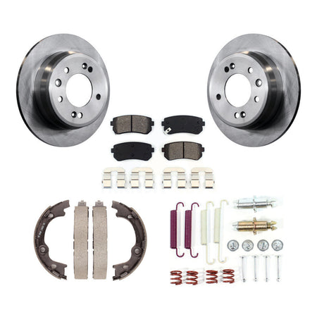 Rear Disc Rotors Semi-Metallic Pads Parking Brake Shoes Hardware Kit For Hyundai Elantra K8S-104786