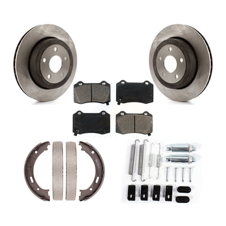 Rear Disc Rotors Semi-Metallic Pads Parking Shoes & Hardware Kit For Jeep Grand Cherokee K8S-104797
