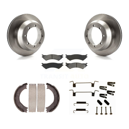 Rear Disc Rotors Semi-Metallic Pads Parking Shoes Hardware Kit For Ford E-350 Super Duty K8S-104800