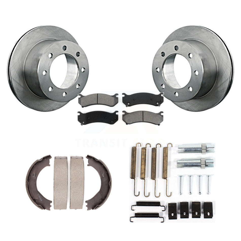 Rear Disc Rotors Semi-Metallic Pads Parking Brake Shoes And Hardware Kit For K8S-104801
