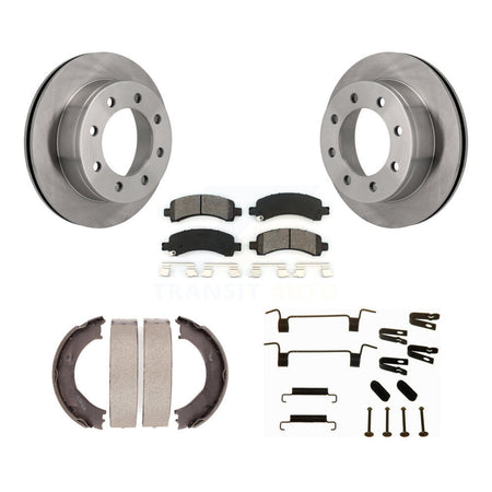 Rear Disc Rotors Semi-Metallic Pads Parking Shoes Hardware Kit For Chevrolet GMC Express K8S-104806