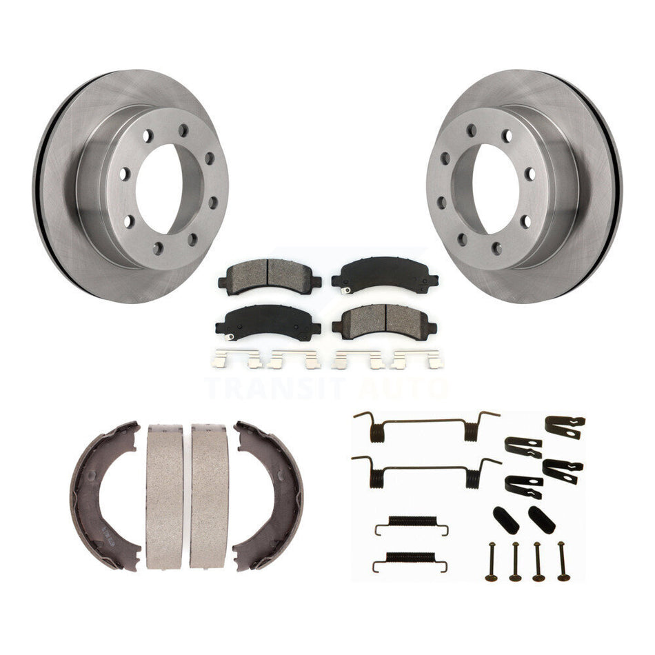 Rear Disc Rotors Semi-Metallic Pads Parking Shoes Hardware Kit For Chevrolet GMC Express K8S-104806