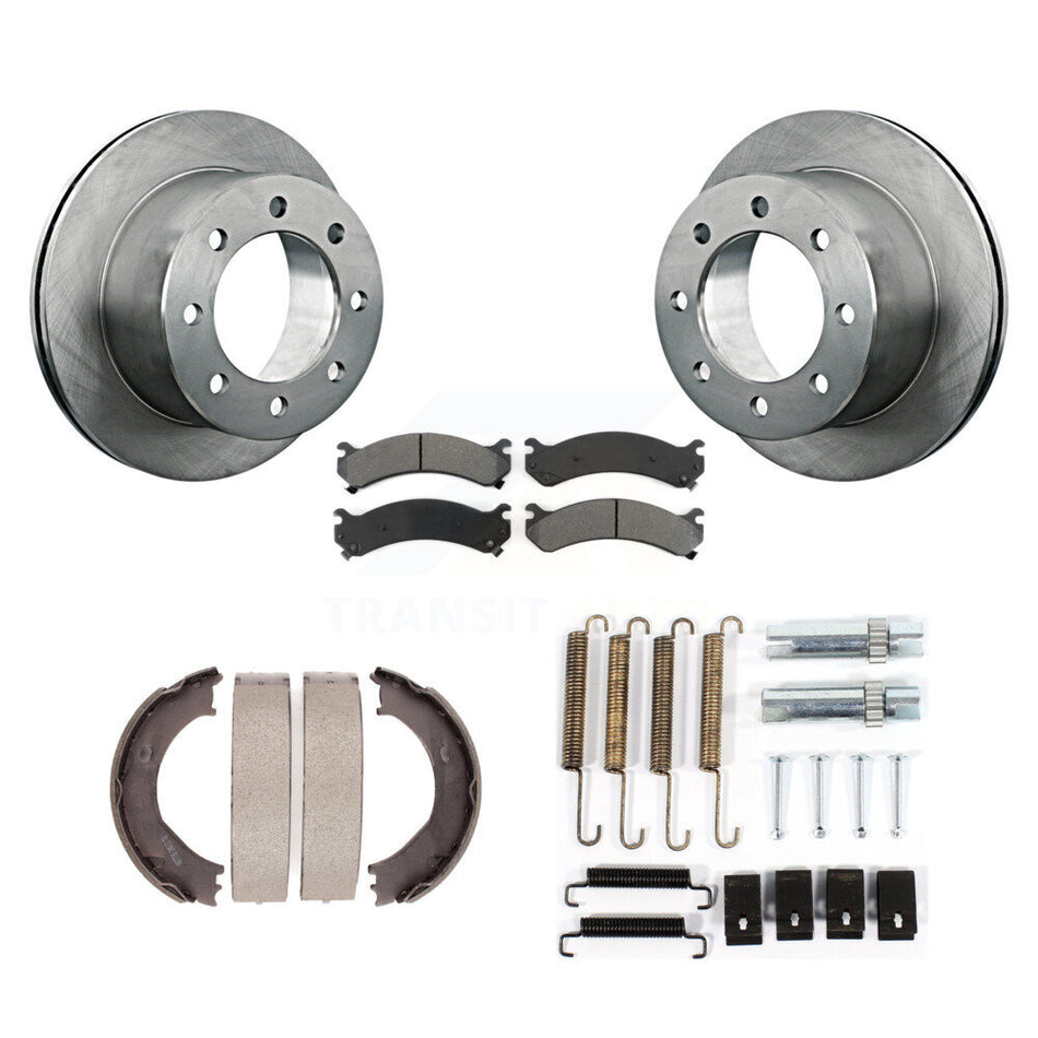 Rear Disc Rotors Semi-Metallic Pads Parking Shoes & Hardware Kit For Chevrolet Silverado K8S-104807