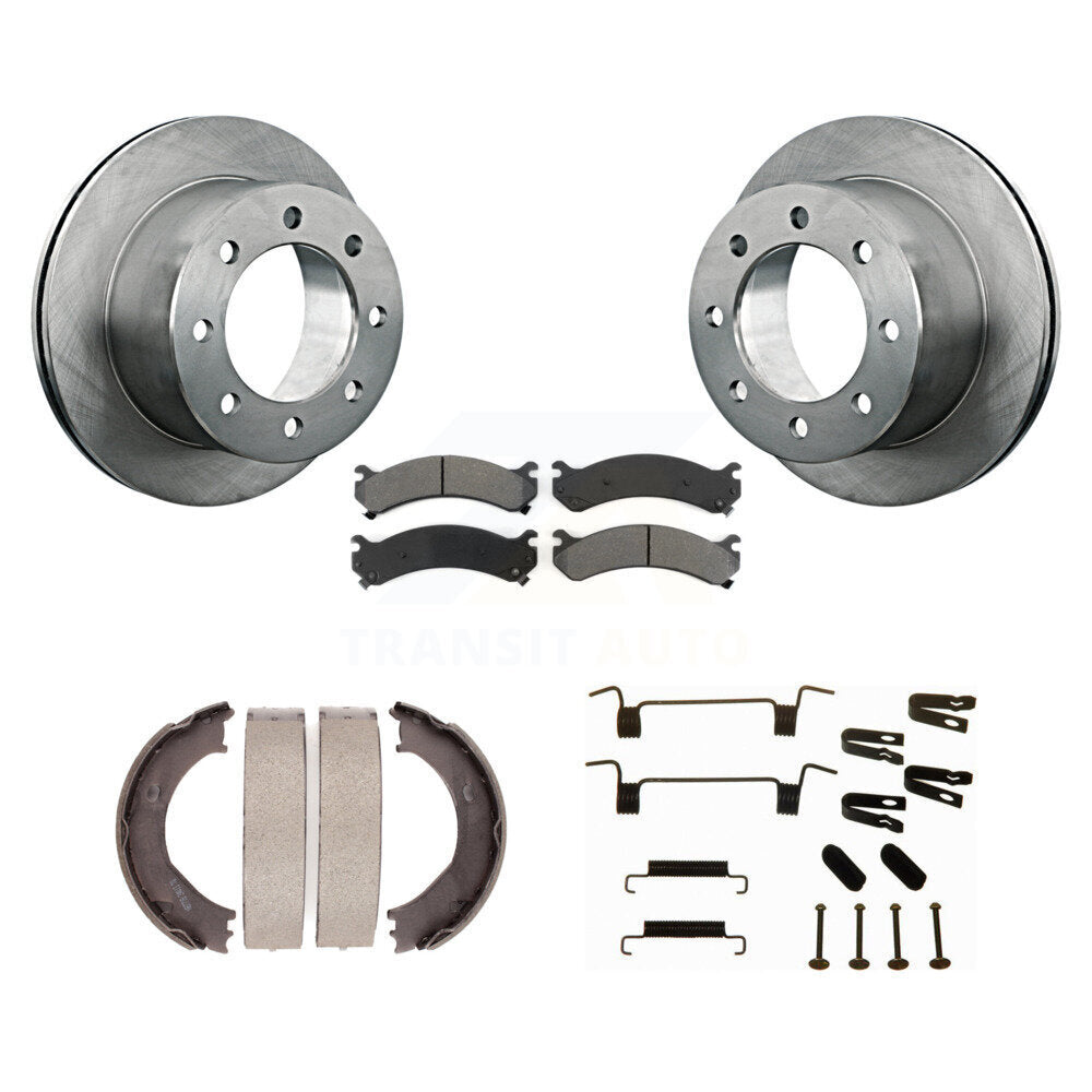Rear Disc Rotors Semi-Metallic Pads Parking Shoes And Hardware Kit For GMC Sierra 3500 HD K8S-104817
