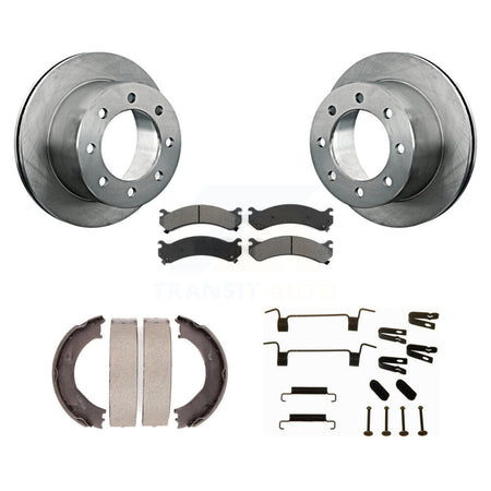 Rear Disc Rotors Semi-Metallic Pads Parking Shoes And Hardware Kit For GMC Sierra 3500 HD K8S-104817