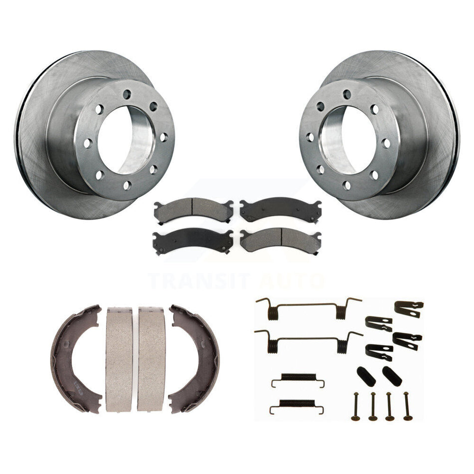 Rear Disc Rotors Semi-Metallic Pads Parking Shoes And Hardware Kit For GMC Sierra 3500 HD K8S-104817