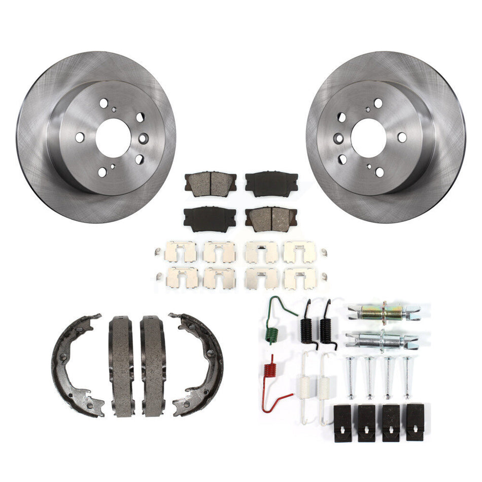 Rear Disc Rotors Semi-Metallic Pads Parking Shoes And Hardware Kit For Toyota Camry Lexus K8S-104818