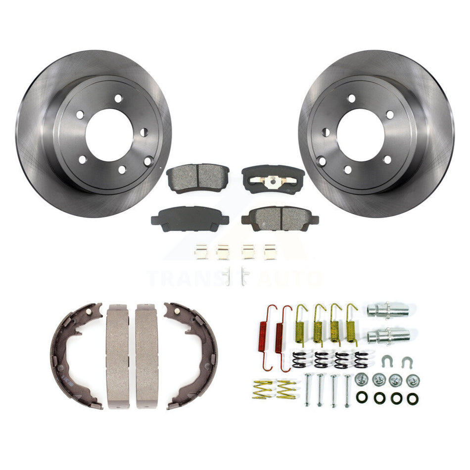 Rear Disc Rotors Semi-Metallic Pads Parking Shoes Hardware Kit For Jeep Patriot Dodge 200 K8S-104822