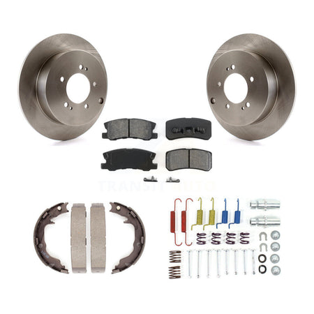 Rear Disc Rotors Semi-Metallic Pads Parking Shoes & Hardware Kit For Mitsubishi Outlander K8S-104826