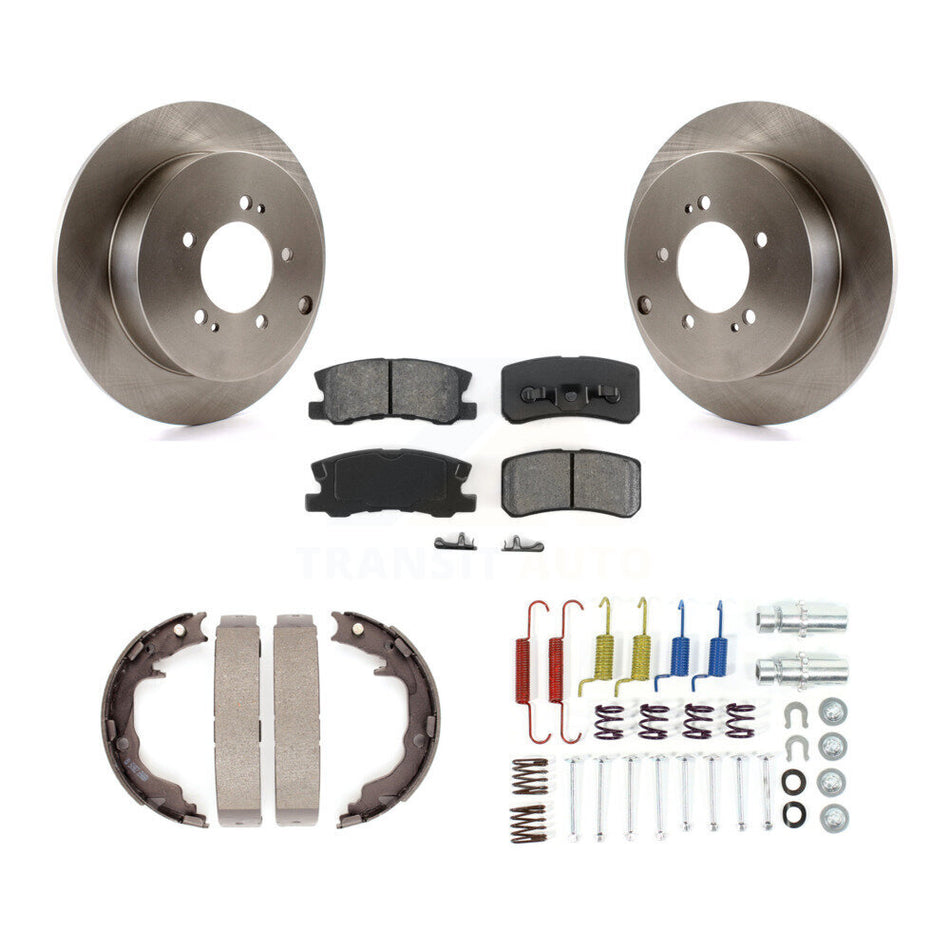 Rear Disc Rotors Semi-Metallic Pads Parking Shoes & Hardware Kit For Mitsubishi Outlander K8S-104826