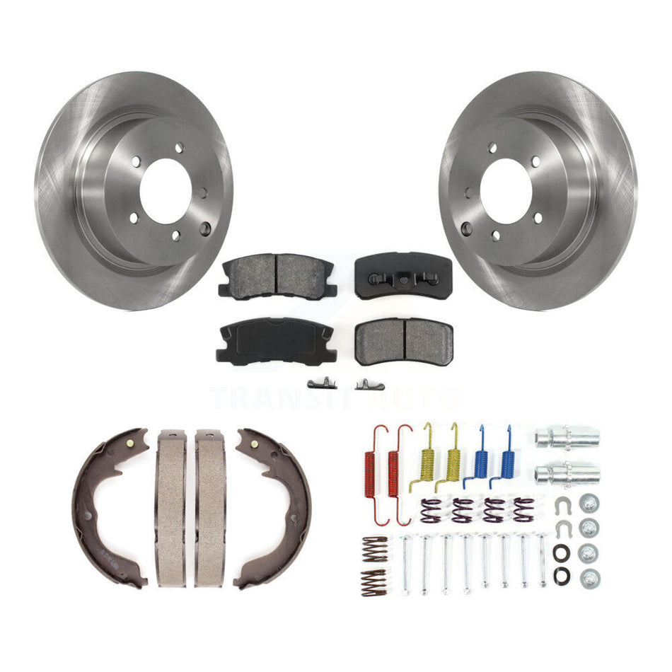 Rear Disc Rotors Semi-Metallic Pads Parking Shoes & Hardware Kit For Mitsubishi Outlander K8S-104827