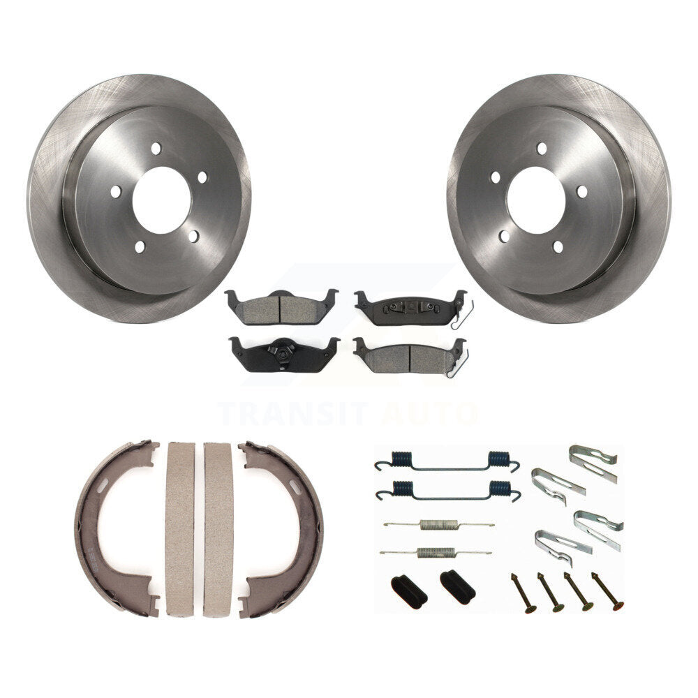 Rear Disc Rotors Semi-Metallic Pads Parking Brake Shoes And Hardware Kit For Ford F-150 K8S-104830