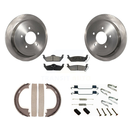 Rear Disc Rotors Semi-Metallic Pads Parking Brake Shoes And Hardware Kit For Ford F-150 K8S-104830