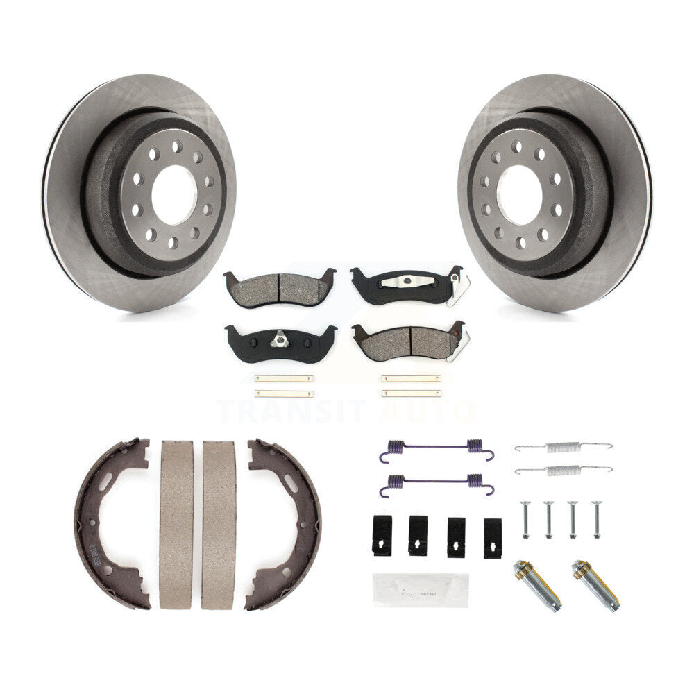 Rear Disc Rotors Semi-Metallic Pads Parking Shoes Hardware Kit For Lincoln Town Car Sedan K8S-104832