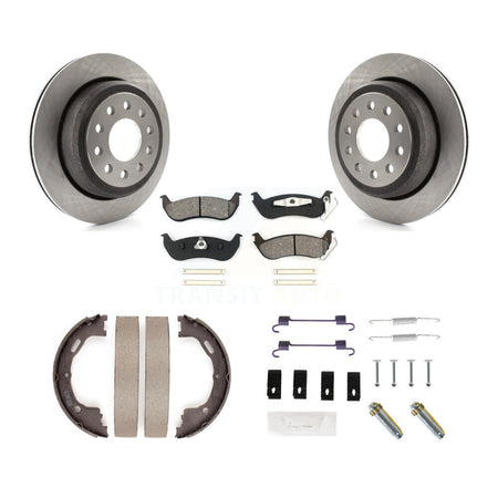 Rear Disc Rotors Semi-Metallic Pads Parking Shoes Hardware Kit For Lincoln Town Car Sedan K8S-104832