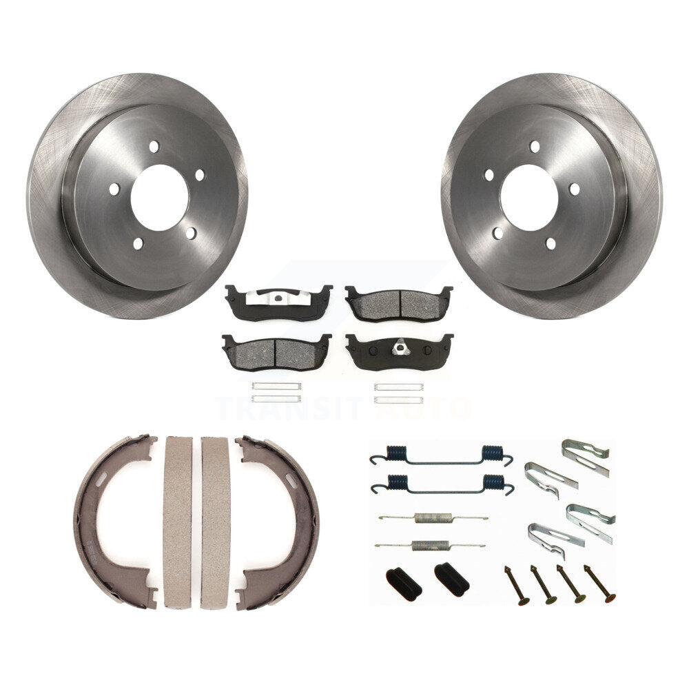 Rear Disc Rotors Semi-Metallic Pads Parking Shoes & Hardware Kit For Ford F-150 Heritage K8S-104833