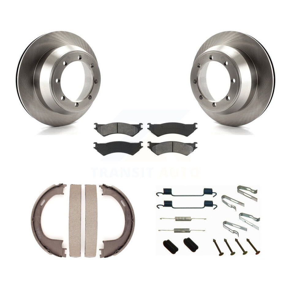 Rear Disc Rotors Semi-Metallic Pads Parking Shoes & Hardware Kit For Ford F-150 Heritage K8S-104834