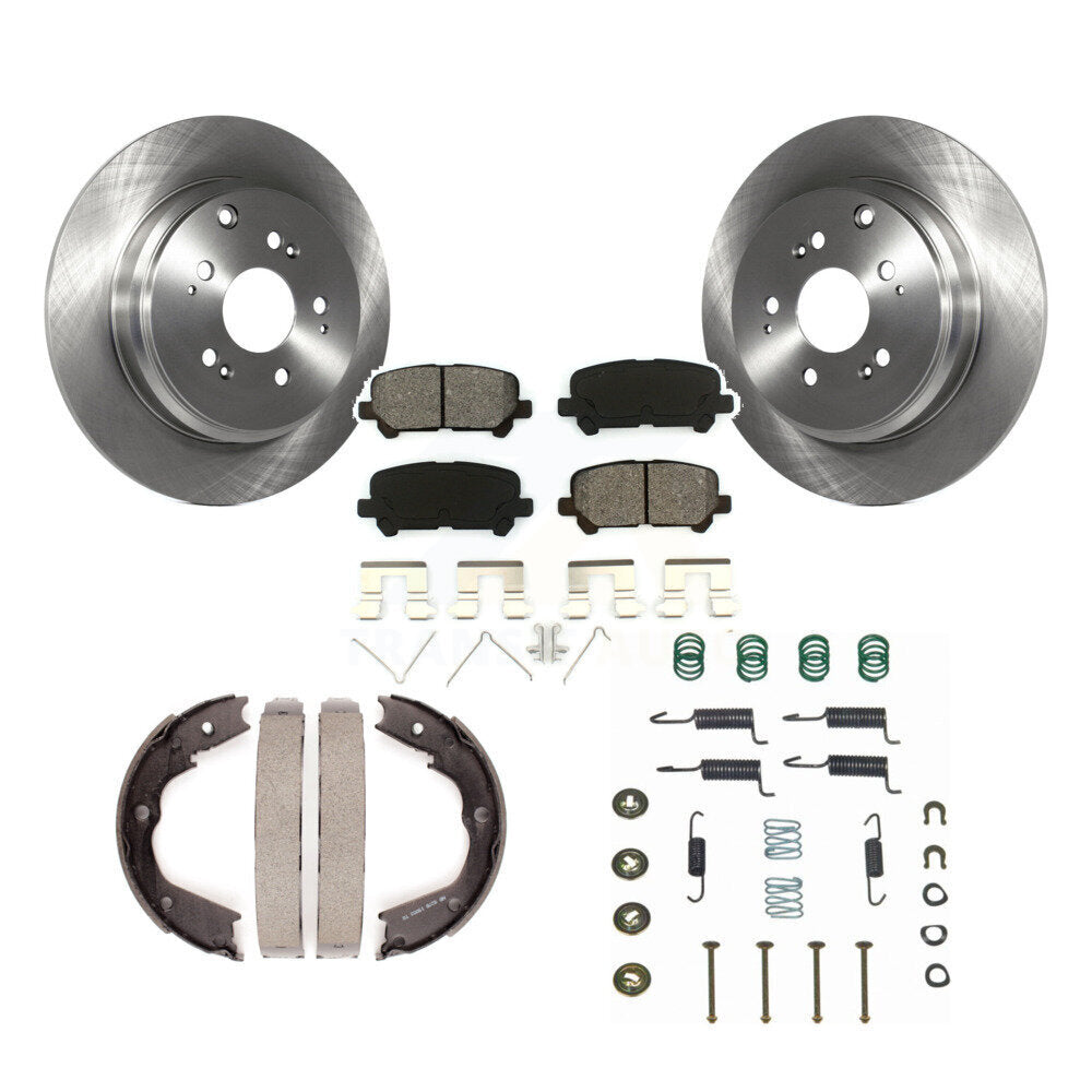 Rear Disc Rotors Semi-Metallic Pads Parking Shoes Hardware Kit For Honda Pilot Acura MDX K8S-104839