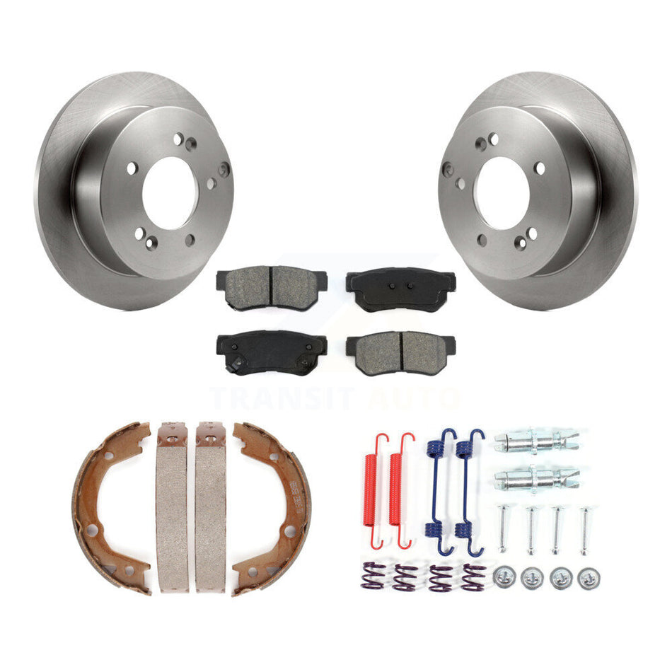 Rear Disc Rotors Semi-Metallic Pads Parking Shoes And Hardware Kit For Hyundai Tucson Kia K8S-104840