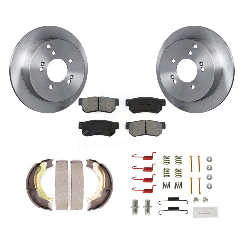 Rear Disc Rotors Semi-Metallic Pads Parking Shoes And Hardware Kit For Hyundai Tucson Kia K8S-104841