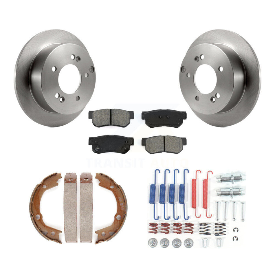 Rear Disc Rotors Semi-Metallic Pads Parking Shoes & Hardware Kit For 2007-2010 Kia Optima K8S-104844