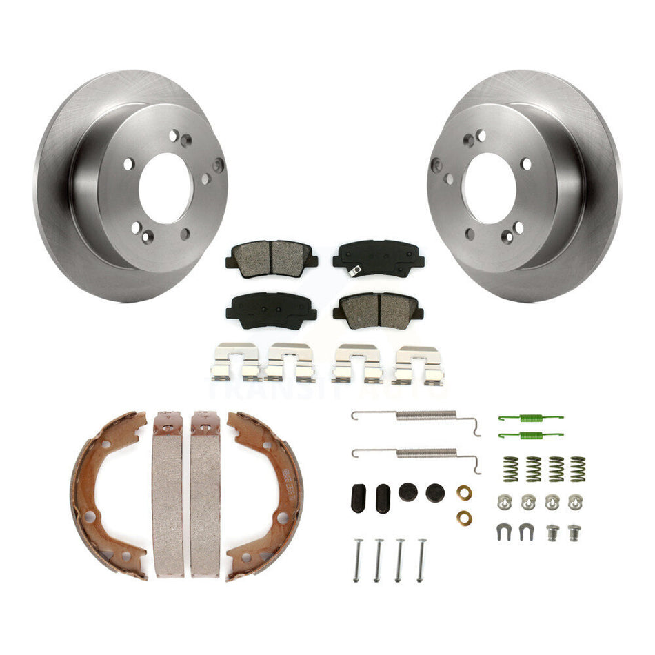 Rear Disc Rotors Semi-Metallic Pads Parking Shoes & Hardware Kit For Hyundai Sonata 2.4L K8S-104846