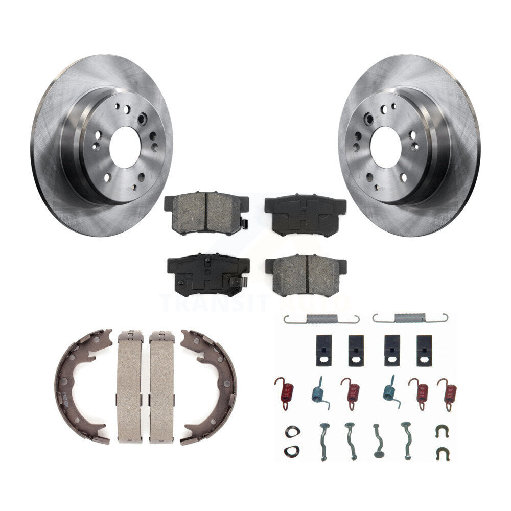 Rear Disc Rotors Semi-Metallic Pads Parking Shoes Hardware Kit For Acura TL Honda Element K8S-104849