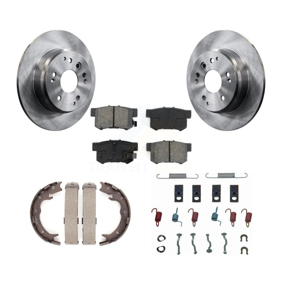Rear Disc Rotors Semi-Metallic Pads Parking Shoes Hardware Kit For Acura TL Honda Element K8S-104849